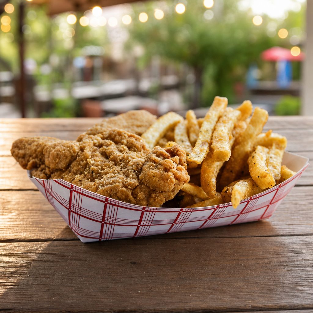 CHICKEN STRIP BASKET.